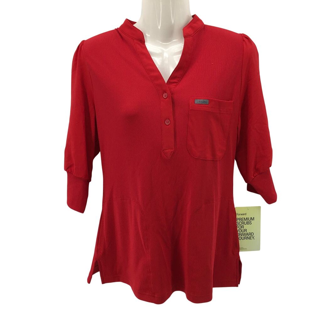 Landau Foward Womens Tunic Scrub Top Red S Small Nurse Medical Healthcare NWT